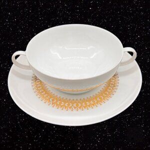 Thomas Bavaria Teacup Saucer Two Handled Under Plate Gold Decor 2.25”T 4”W 6.75”